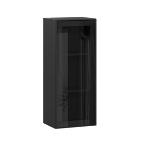 Кухонный шкаф высокий со стеклом 400 Индиго ЛД 298.420.000.068, Чёрный/Чёрный в Ангарске - предосмотр
