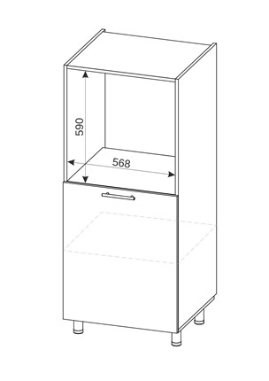 Шкаф-пенал под технику Модерн А43 МДФ глянец, металлик, премиум в Ангарске - изображение