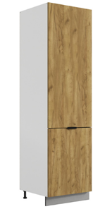 Шкаф-пенал Стоун L600 под холодильник (2 дв.гл.) (белый/акация светлая) в Ангарске