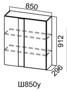 Навесной кухонный шкаф Модус, Ш850у/912, цемент светлый в Братске