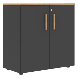 Шкаф широкий низкий с малыми дверцами FORTA Графит-Дуб Гамильтон  FLC 80.1(Z) (798х404х801) в Ангарске