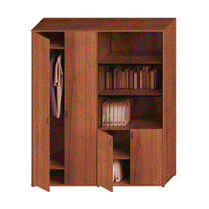 Шкаф офисный комбинированный Престиж, одежда/стекло, темный орех, 175x46x203, Исп.60 в Ангарске