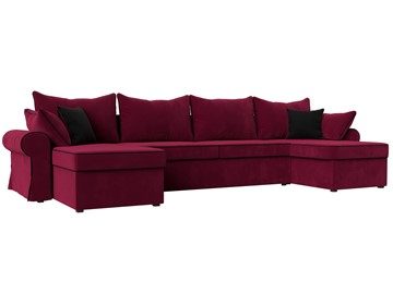 Большой П-образный диван Элис, Бордовый (микровельвет) в Ангарске