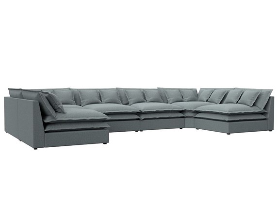 Большой П-образный диван Лига-040, Амур серый (рогожка) в Ангарске - изображение