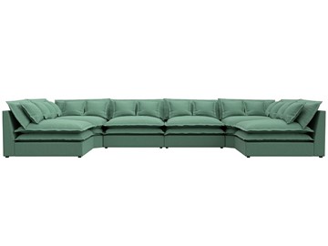 Большой П-образный диван Лига-040, Амур зеленый (рогожка) в Ангарске - предосмотр 1