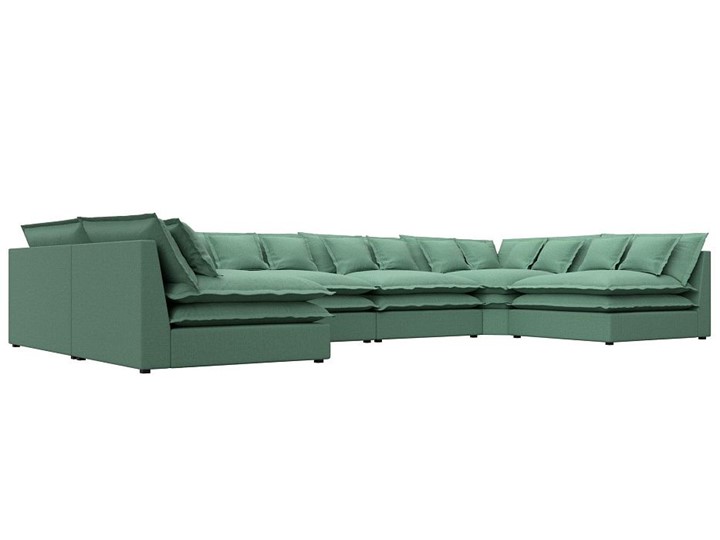 Большой П-образный диван Лига-040, Амур зеленый (рогожка) в Ангарске - изображение 2