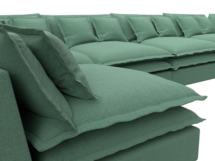 Большой П-образный диван Лига-040, Амур зеленый (рогожка) в Ангарске - изображение 3