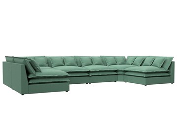 Большой П-образный диван Лига-040, Амур зеленый (рогожка) в Ангарске