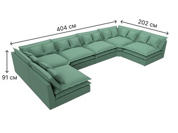Большой П-образный диван Лига-040, Амур зеленый (рогожка) в Ангарске - предосмотр 6