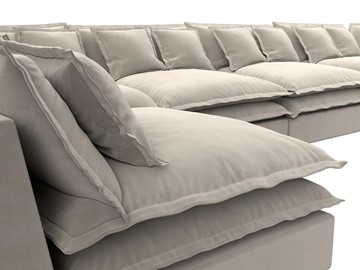 Большой П-образный диван Лига-040, Бежевый (микровельвет) в Ангарске - предосмотр 3