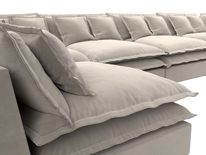 Большой П-образный диван Лига-040, Бежевый (микровельвет) в Ангарске - изображение 3