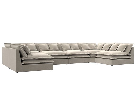 Большой П-образный диван Лига-040, Бежевый (микровельвет) в Ангарске - изображение