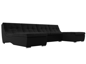 П-образный диван Монреаль, Черный\Черный (Велюр\Экокожа) в Ангарске