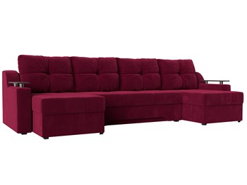 Большой П-образный диван Сенатор, Бордовый (Микровельвет) боннель в Ангарске
