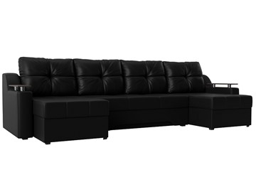 П-образный диван Сенатор, Черный (Экокожа) боннель в Ангарске