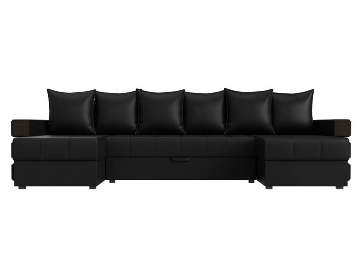 П-образный диван Венеция боннель, Черный (Экокожа) в Ангарске - изображение 1
