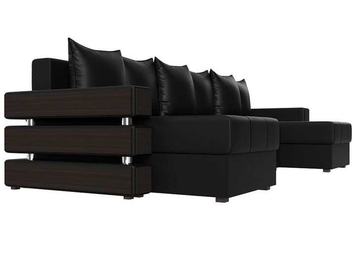 П-образный диван Венеция боннель, Черный (Экокожа) в Ангарске - изображение 3