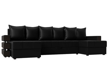 П-образный диван Венеция боннель, Черный (Экокожа) в Ангарске - предосмотр