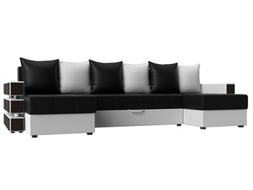 П-образный диван Венеция боннель, Черный\Белый (Экокожа) в Братске