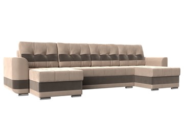 П-образный диван Честер, Бежевый/коричневый (велюр) в Ангарске