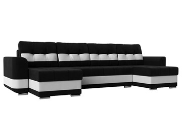 П-образный диван Честер, Черный/белый (вельвет/экокожа) в Ангарске
