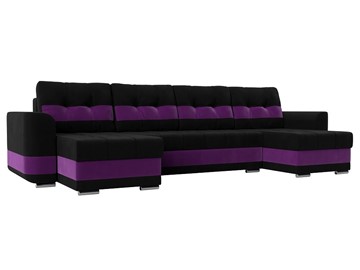 П-образный диван Честер, Черный/фиолетовый (вельвет) в Ангарске