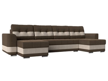 П-образный диван Честер, коричневый/бежевый (рогожка) в Ангарске