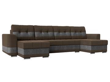 П-образный диван Честер, Коричневый/серый (рогожка) в Ангарске