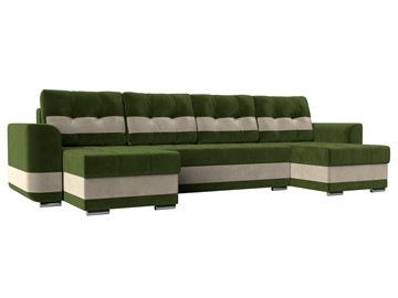 П-образный диван Честер, Зеленый/бежевый (вельвет) в Ангарске