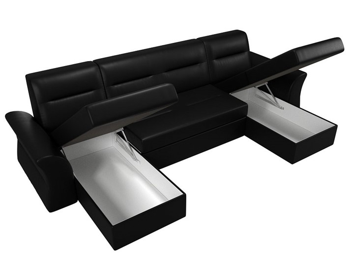 Большой П-образный диван Клайд, Черный (Экокожа) в Ангарске - изображение 2