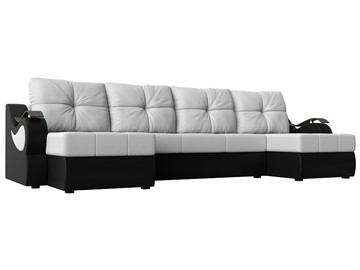 П-образный диван Меркурий П, Белый/черный (экокожа) в Ангарске
