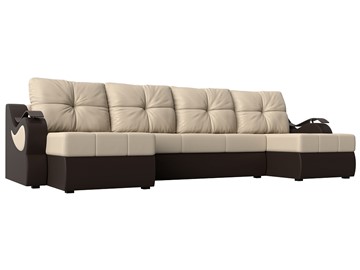 П-образный диван Меркурий П, Бежевый/коричневый (экокожа) в Ангарске