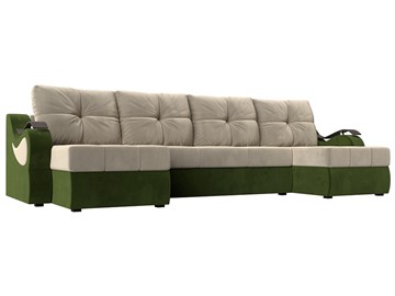 П-образный диван Меркурий П, Бежевый/зеленый (вельвет) в Ангарске