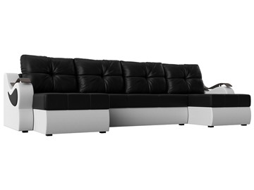 П-образный диван Меркурий П, Черный/белый (экокожа) в Ангарске