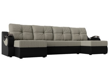 П-образный диван Меркурий П, Корфу 02 (рогожка)/черный (экокожа) в Ангарске