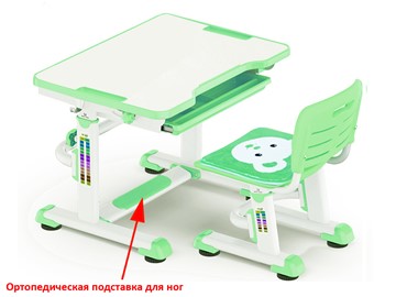 Растущая парта + стул Mealux BD-08 Teddy, green, зеленая в Ангарске - предосмотр