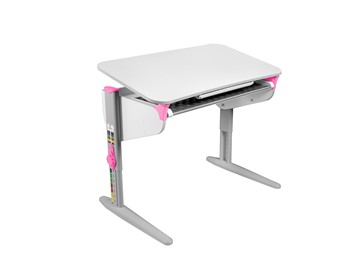 Детский стол-трансформер 5/100 (СУТ. 46) Белый/Серый/Розовый с лотком в Братске