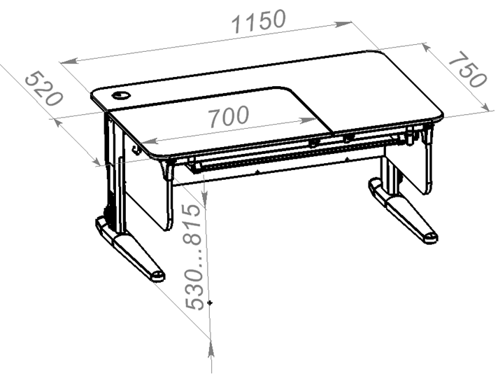 Растущий стол L/70-45 (СУТ 62) с лотком, белый/белый/лайм в Братске - изображение 1