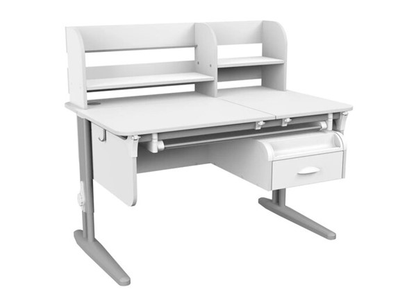 Детский стол-трансформер Lp/70-45 (СУТ.62 PRO) + Tumba 8 с лотком белый/серый/белый в Братске - изображение