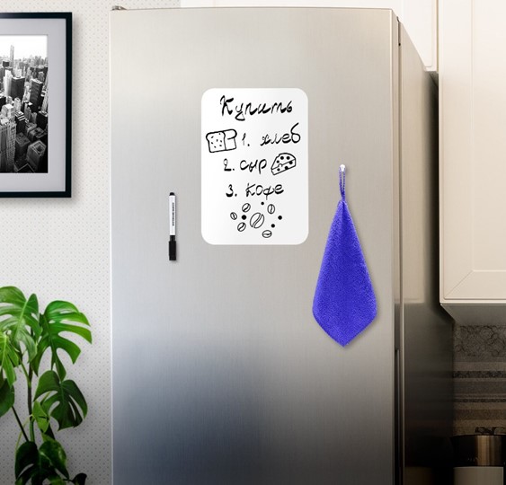 Магнитно-маркерная доска на холодильник BRAUBERG, 30х21 см с маркером, магнитом и салфеткой в Братске - изображение 2